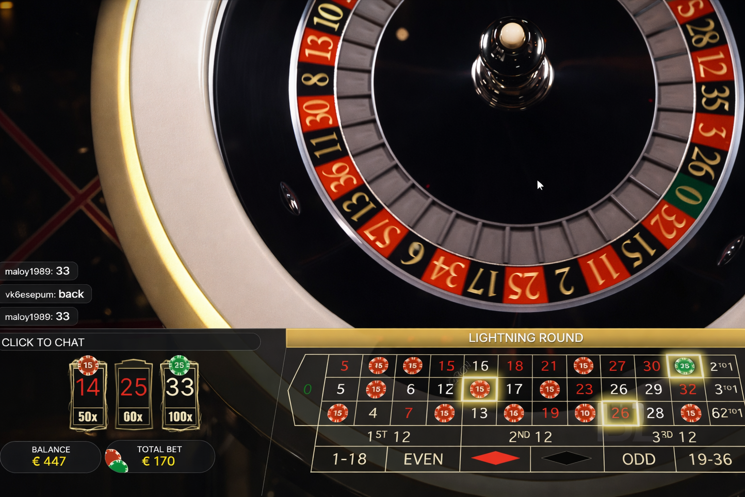 Luật chơi Lightning Roulette cơ bản